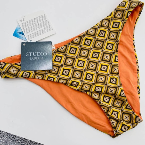 La Perla Tan Studio Geometric Orange Reversible Bottom Us 6 Eu 40 Bikini Bottom - Picture 6 of 12